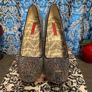 Bordello Platform Rhinestone Pumps. Size 9